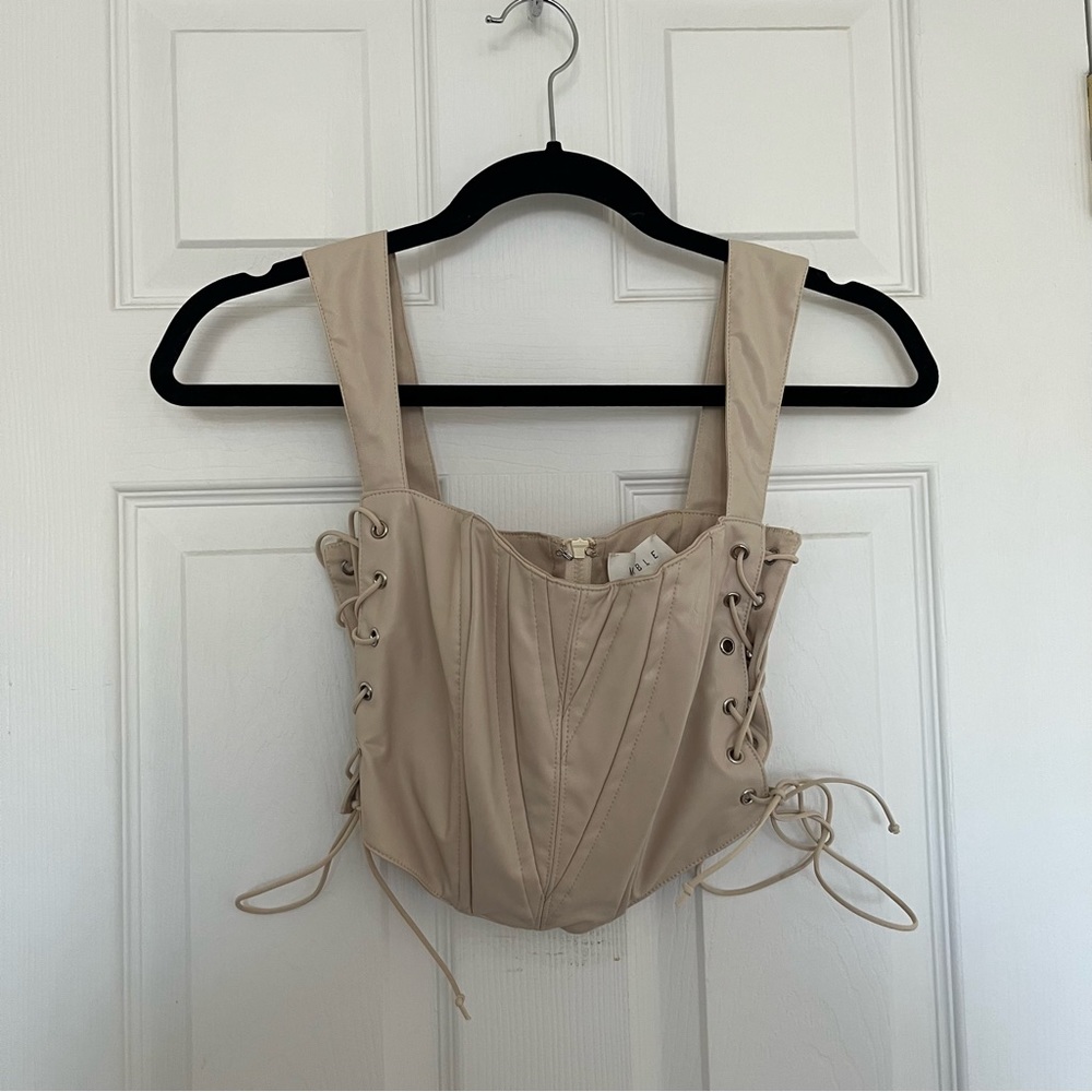 Leather lace up corset top